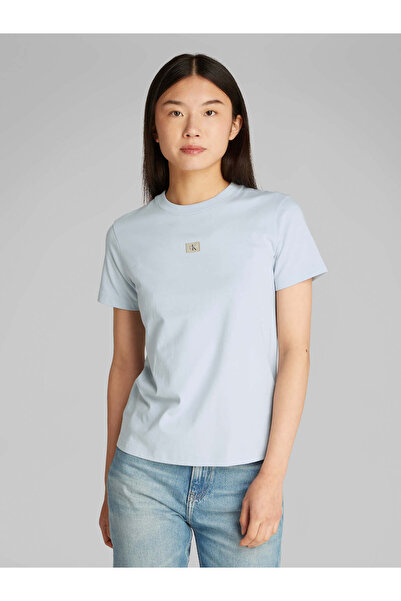 Calvin Klein Kadın Mavi Kısa Kollu Tişört