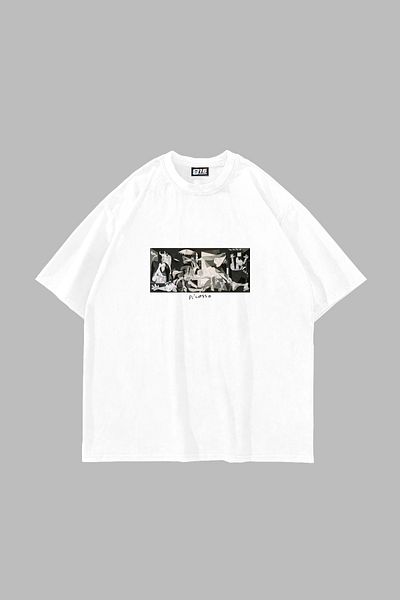 Bak Moda Λευκό μπλουζάκι Unisex με στάμπα Picasso Guernica