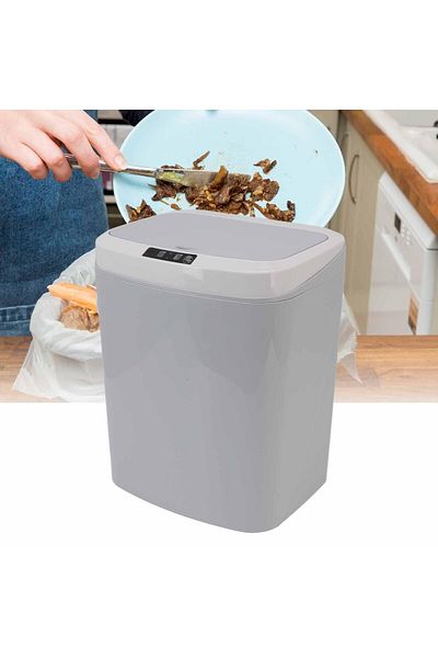 COOYA Wastebasket, 16 Litre, Fully Automatic, With Lid, For Home\kitchen\bedroom\dormitory, Grey
