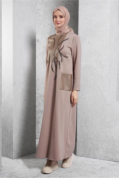 Alvina 45058 Μοντέλο Φόρεμα Hijab - Πέτρα εμπριμέ