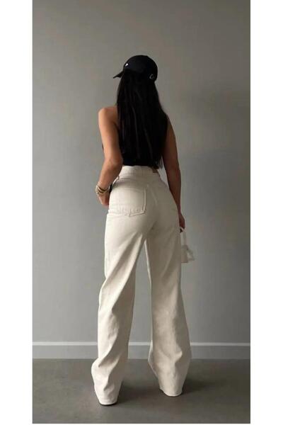 Genel Markalar KADIN YÜKSEKBEL GENİŞ PAÇA SALAŞ PALAZZO WİDE LEG JEANS (YENİ SEZON)