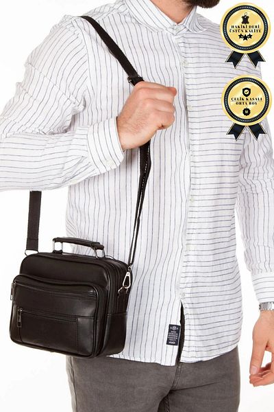 CERFF LEATHER CLUP Geantă pentru bărbați cu curea de umăr cu carcasă din piele - Cerffleather Clup (MEDIUM) 15,5*19,5 cm