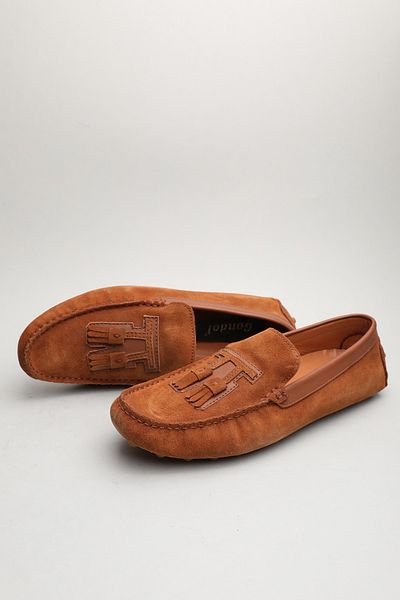 Gondol Loafer clasic pentru bărbați din piele naturală, piele de căprioară maro - 42 (ttx.60145)