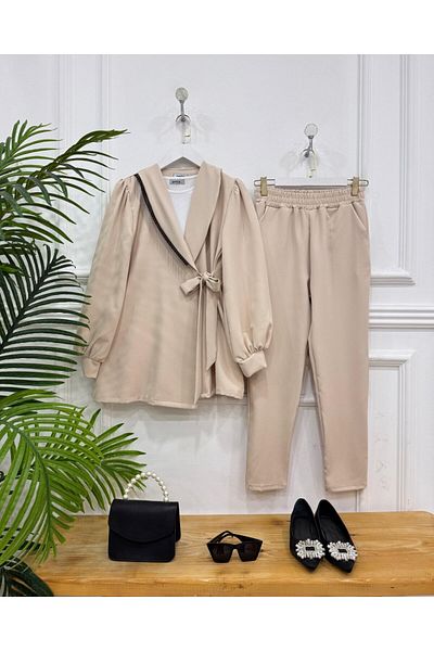 onix Beige Sirelya Jacket Suit