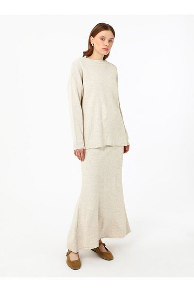 Refka Knitwear Skirt Suit - Stone Color - Refka