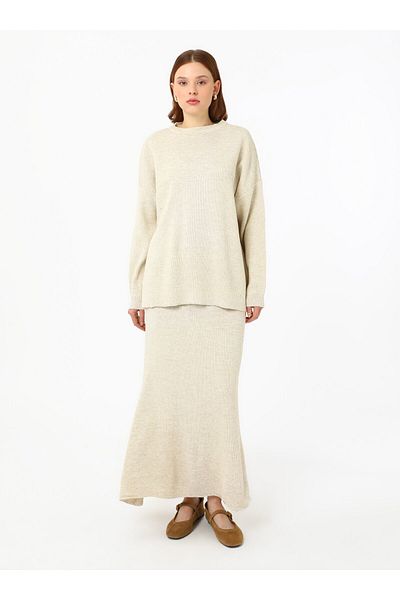 Refka Knitwear Skirt Suit - Stone Color - Refka