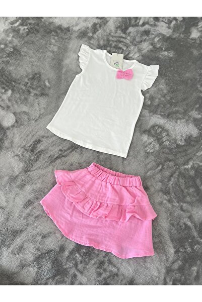 NEWKİDS 1-6 Years Old Skirted Muslin Fabric Girl's Suit