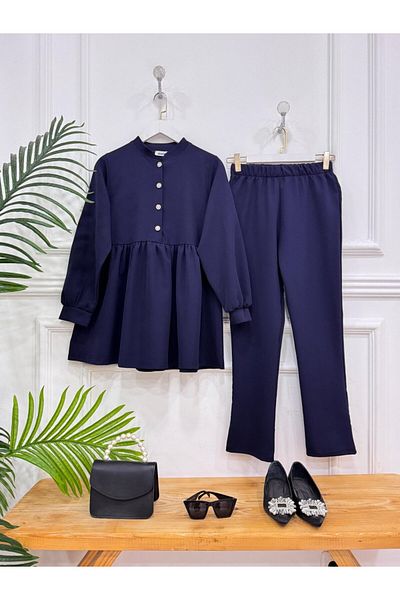 onix Navy Blue Alişya Double Set