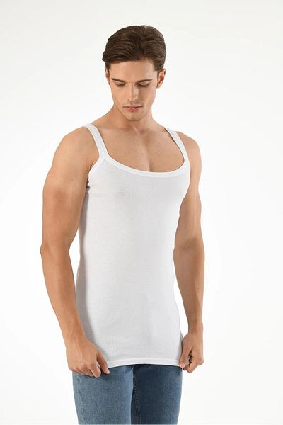 Mfö Life İç Giyim 6 Pieces Ribbed Thin Strap Double Bias Men's Undershirt 1St Quality Made from 100% Cotton Yarns.