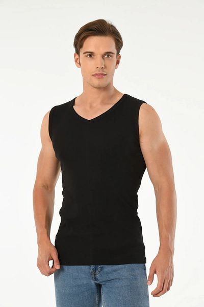 Mfö Life İç Giyim 5 Pcs Ribana V-Neck Zero Sleeve Men's Undershirt 1St Quality Made from 100% Cotton Yarns.