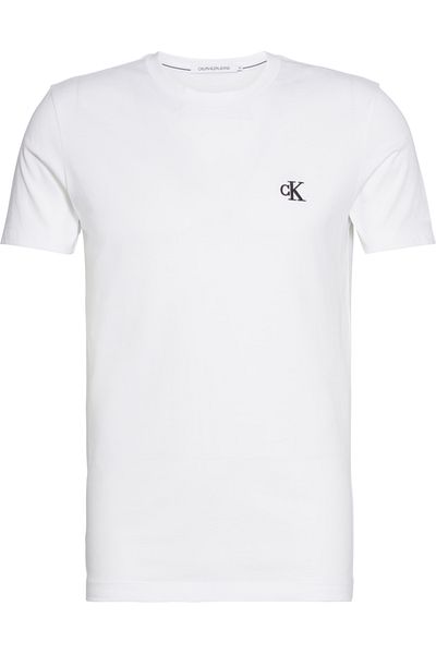 Calvin Klein Erkek Nakışlı Logo Organik Pamuklu Slim Fit Bisiklet Yaka Kısa Kollu Beyaz T-shirt J30j
