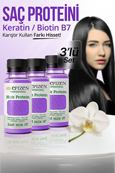 EPİZEN 3 عبوات من بروتين العناية بالشعر الاحترافي المدعم بالبيوتين ضد تساقط ا...
