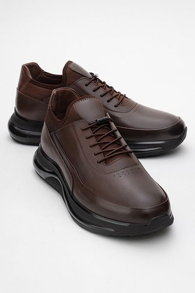 Dericlub Мъжки маратонки с дебела подметка, удобни, от естествена кожа, Cr 2440, кафяви