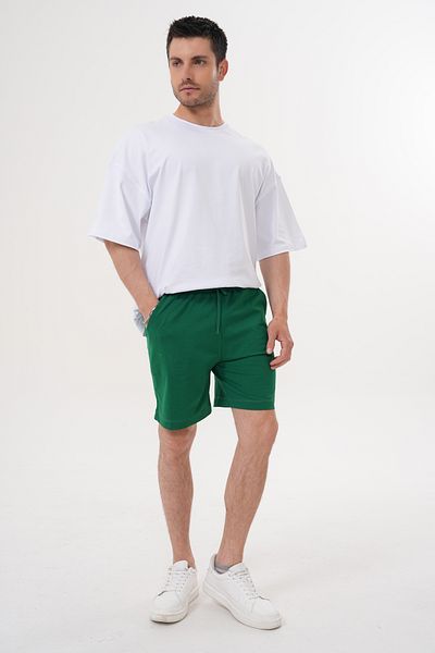 ACTIVE MODA - MEN'S GREEN KNEE HIGH SHORTS LACE UP PLUS SIZE OVERSIZED COTTON