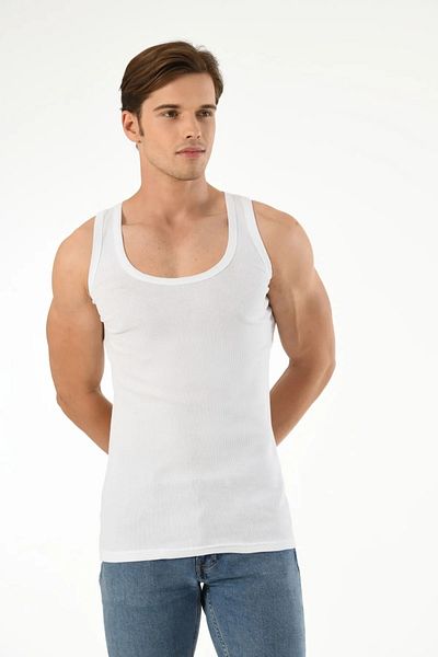Mfö Life İç Giyim 5 Pieces Camisole (Striped) Men's Track Suit with Straps 100% Cotton Yarn