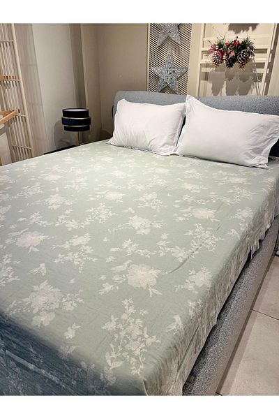 Explore Home Linna Double Cotton Muslin Bedspread - Moss Green