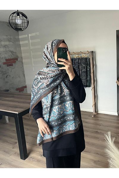 Merwiss Şal moale albastru-maro cu model Kokina