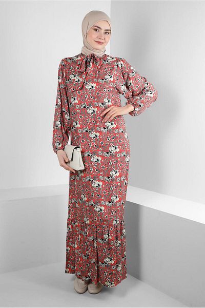Alvina PATTERNED COLLAR TIE DRESS 43748
