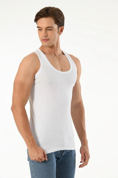 Mfö Life İç Giyim 6 Pieces Strappy Ribbed Woven Classic Men's Athlete 1St Quality Made from 100% Cotton Yarns.
