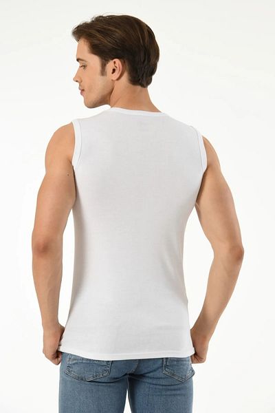 Mfö Life İç Giyim 5 Pcs Ribana V-Neck Zero Sleeve Men's Undershirt 1St Quality Made from 100% Cotton Yarns.