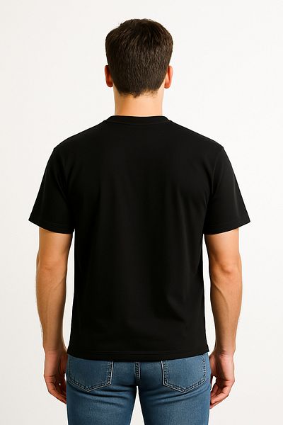 JUSTEVER Ανδρικό T-Shirt 100% Cotton Oversize Fit Crew Neck Μαύρο - Alpha
