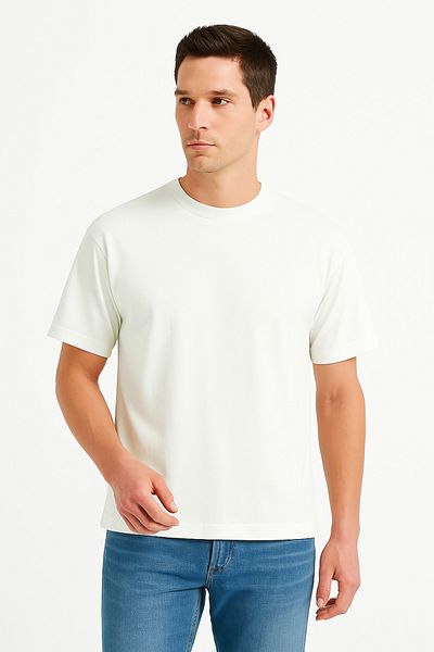 JUSTEVER Ανδρικό T-Shirt από 100% βαμβάκι Oversize Fit Crew Neck Ecru - Alpha