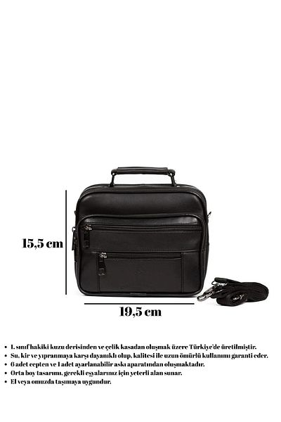 CERFF LEATHER CLUP Geantă pentru bărbați cu curea de umăr cu carcasă din piele - Cerffleather Clup (MEDIUM) 15,5*19,5 cm