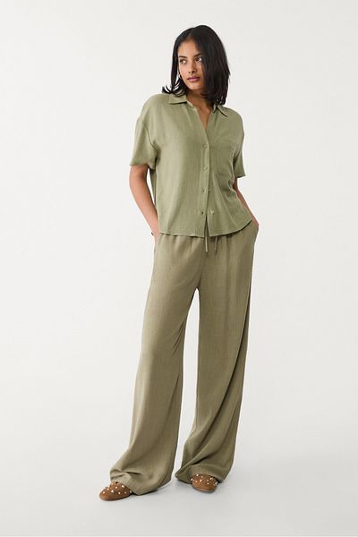Stradivarius Linen blend short sleeve shirt