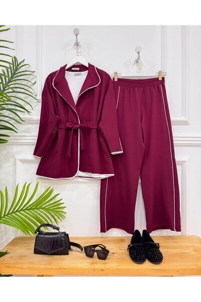 onix Lora Ceketli ikili Takım bordo
