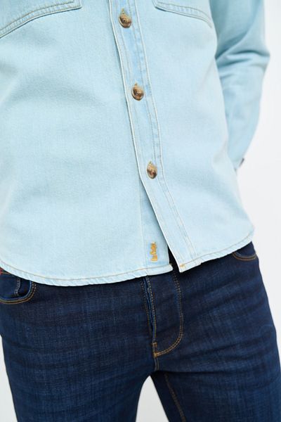 Lee Cooper Camasa barbat din denim cu buzunare