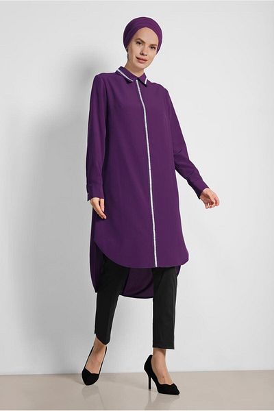 Alvina 4161 Model Stone Embroidered Tunic