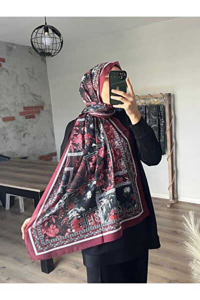 Merwiss منقوشة لينة كلاريت الأحمر شال