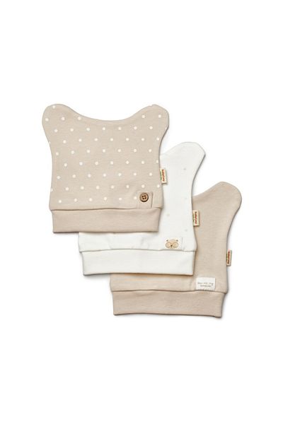 BabyCosy Organic Wear Set de 3 caciulite pentru nou nascut, 100% bumbac organic, TeddyBear, BabyCosy
