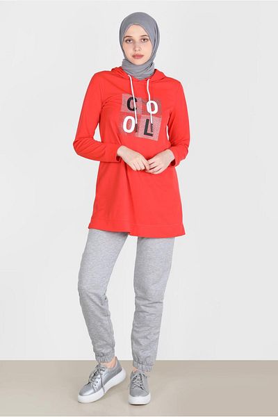 Alvina 42741 Model Stone Printed Tracksuit Tunic