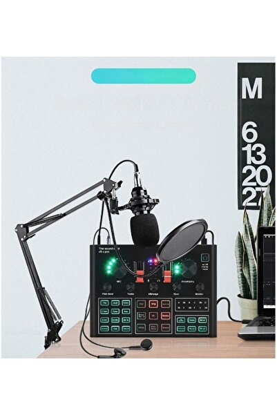 COOYA Podcast Equipment Bundle, BM-800, Voice Changer, Live Sound Card Audio Interface for Vlog(AM100-V8)