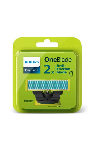 Philips OneBlade QP225/50 refill, for ultra-sensitive skin, stainless steel, wet and dry, 2 blade kit