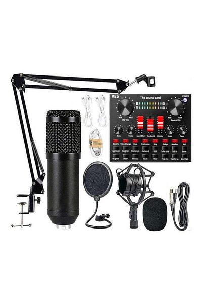 COOYA Studio Recording And Broadcasting Microphone Set with Live Sound Card, Adjustable Suspension Arm