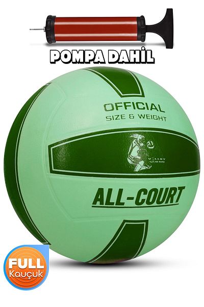 Telvesse Volleyball Ball Set - All Court, Pump Included, Rubber, Seamless, Green
