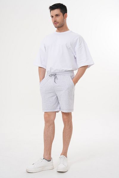 ACTIVE MODA - Men's Grey over the Knee Shorts with Laces Large Size Oversize Cotton