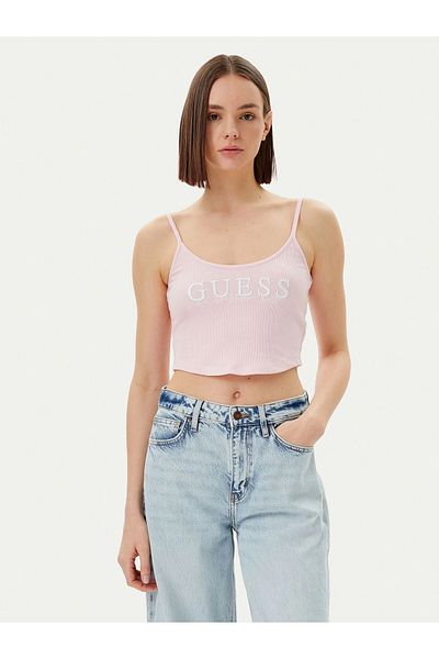 Guess Sunflower Rib Top Women's Pink Tank Top V5Gp16K8Rt2-A61Z