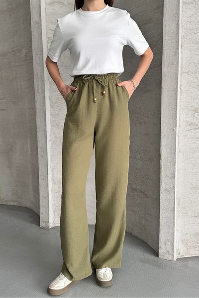 macharel jeans Wide Leg Ayrobin Linen Trousers