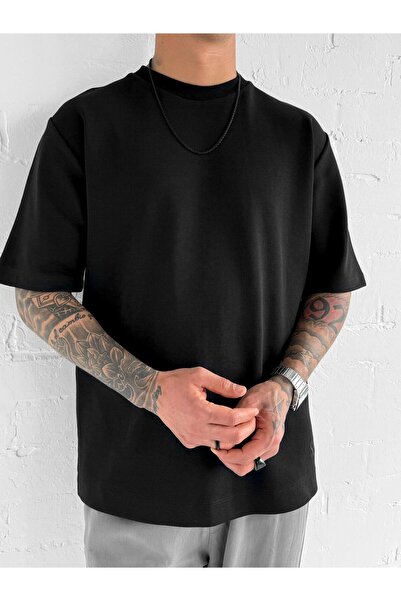 ablukaonline Ανδρικό μπλουζάκι oversized Premium Fabric Grammage Basic μαύρο