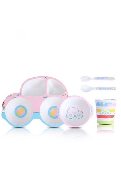COOYA 5-Piece Baby Dinnerware Set - Colorful Divided Plates for Toddlers, Dishwasher Safe & BPA-Free