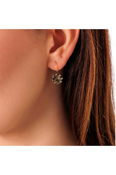Atelier LEO Handmade Jewellery Goose Foot Anthracite Earrings Necklace Set Copper Hand Made Crystal Stone No Tarnishing Women's Jewelry Set