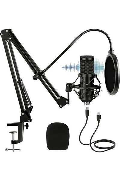 COOYA USB Condenser Microphone Kit, 192kHz/24bit Cardioid Recording Microphone for Skype Youtuber