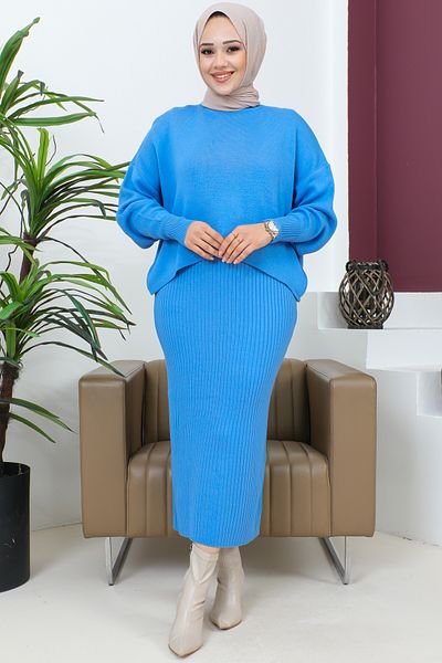 giyze Πουλόβερ ζιβάγκο Gilet Knitwear Σετ δύο τεμαχίων μπλε 5104