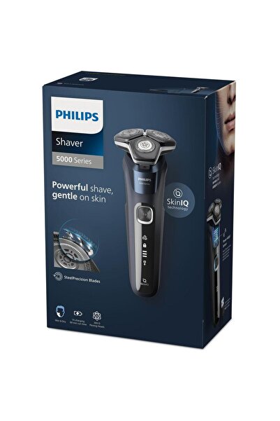 Philips Ηλεκτρική ξυριστική μηχανή Philips Shaver Series 5000 S5885/25, για υγρό και στεγνό ξύρισμα, χρόνος λειτουργίας 60 λεπτών (Γκρι/Μπλε)