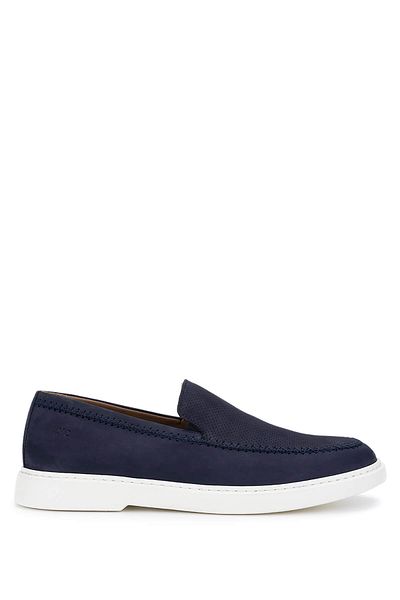 Tamer Tanca Men's Genuine Leather Navy Nubuck Loafer Shoes