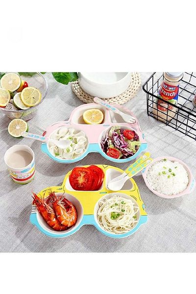 COOYA 5-Piece Baby Dinnerware Set - Colorful Divided Plates for Toddlers, Dishwasher Safe & BPA-Free