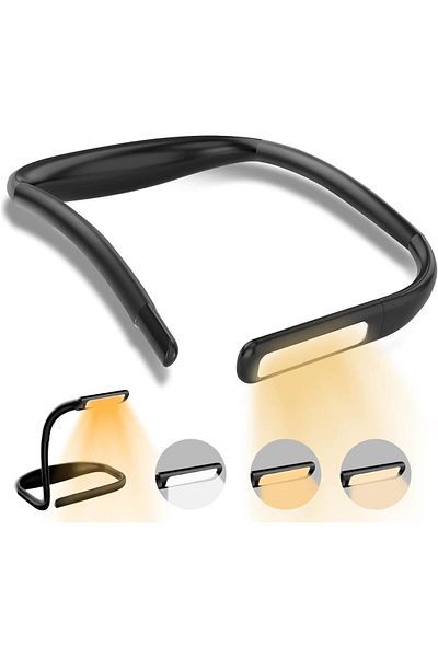 COOYA LED Neck Reading Light,Book Light In Bed,3 Color with Bendable Arms Adjustable Brightness
